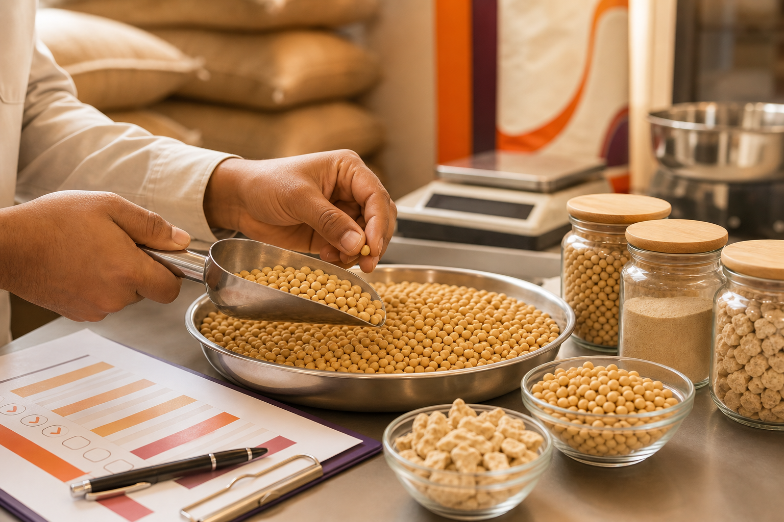 Quality inspection of soybeans with clean food-grade samples